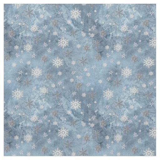 Snowflakes  on a Frozen Glass Window Fabric