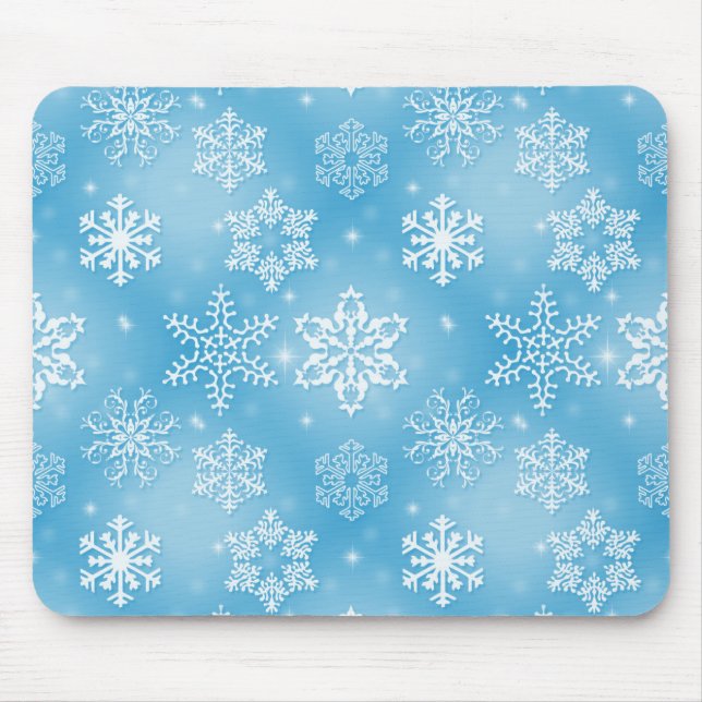 Snowflakes On Aqua Mouse Pad (Front)