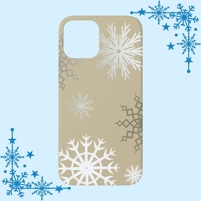 Snowflakes on Beige  Case-Mate iPhone Case (Snowflakes on Beige Phone Case)