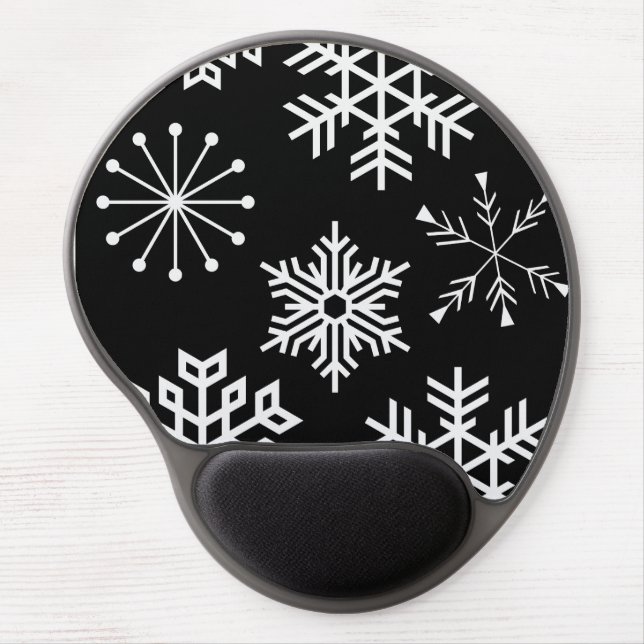 Snowflakes on Black Winter Art Mouse Pad (Front)