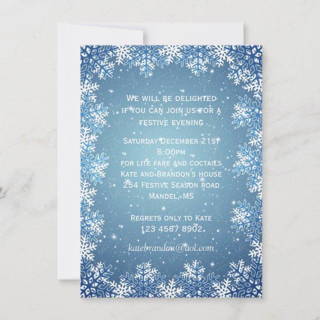 Snowflakes on blue background Christmas Party Invitation (Front)