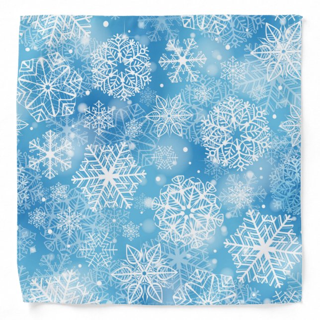 Snowflakes on blue bandana (Front)
