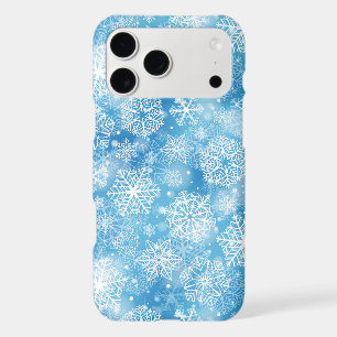 Snowflakes on blue iPhone 17 pro max case