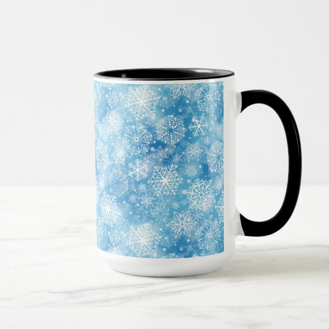 Snowflakes on blue mug (Right)