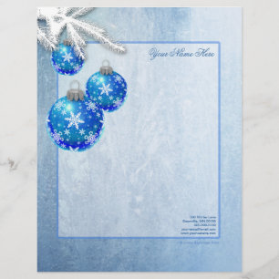 Snowflakes on Blue Ornaments Frost Letterhead