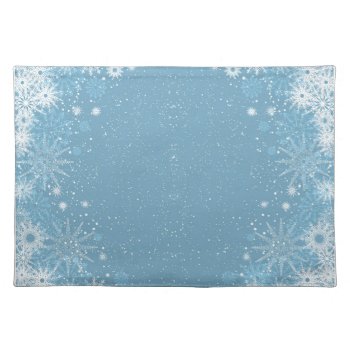 Snowflakes On Blue Placemats by WhitewavesChristmas at Zazzle