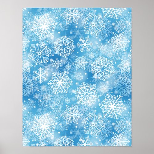 Snowflakes on blue poster