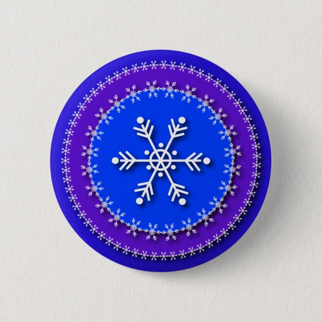 Snowflakes on Blue & Purple Pinback Button (Front)