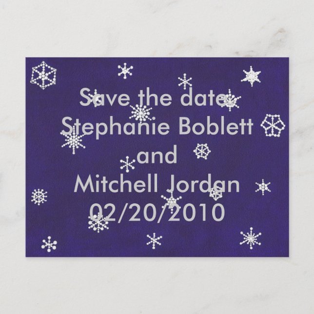 Snowflakes on blue, Save the date, announcements (Front)