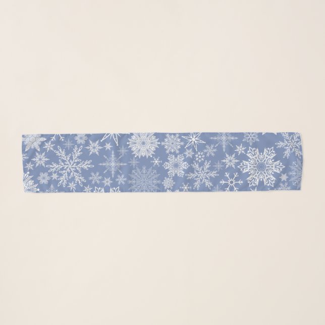 Snowflakes on Blue Scarf (Front (Horizontal))