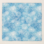 Snowflakes on blue scarf<br><div class="desc">vector seamless pattern with fluffy white snowflakes on a blue background</div>