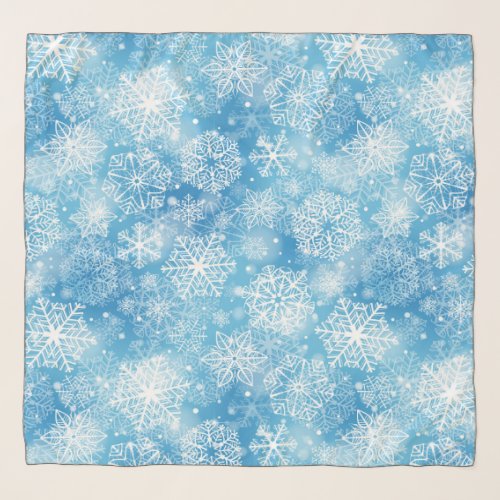 Snowflakes on blue scarf