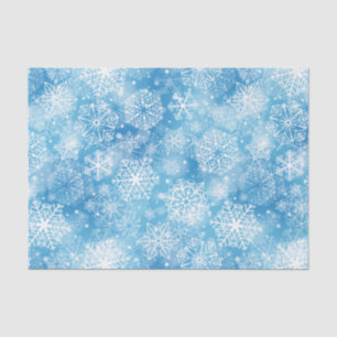 Snowflakes on blue tissue paper