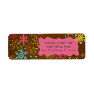 Snowflakes on Brown Return Address Labels