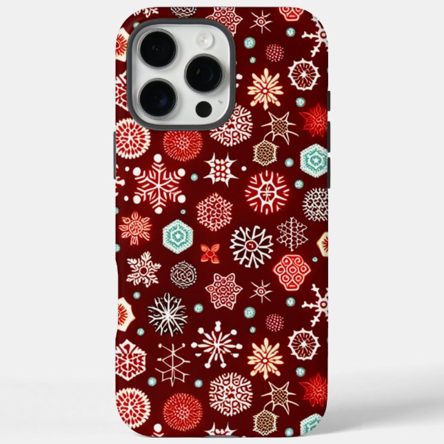 Snowflakes on Burgundy Case-Mate iPhone Case (Back)
