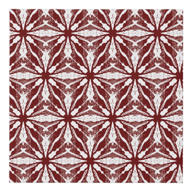 Snowflakes on Burgundy Faux Canvas Print (Front)
