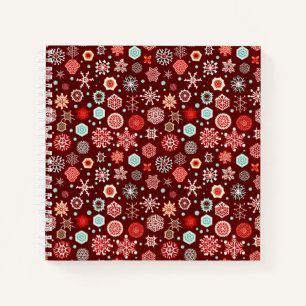 Snowflakes on Burgundy Notebook