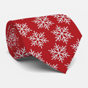 Snowflakes on Burgundy wedding Neck Tie