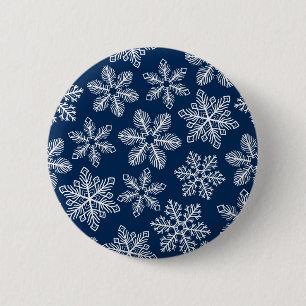Snowflakes on dark blue button