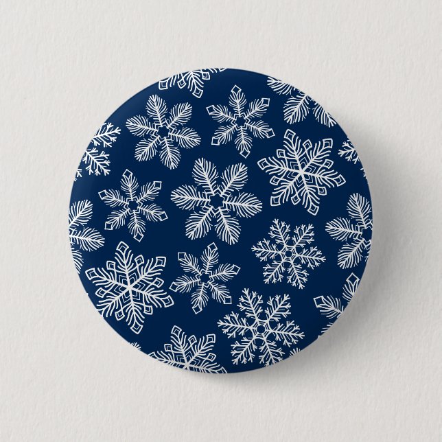 Snowflakes on dark blue button (Front)