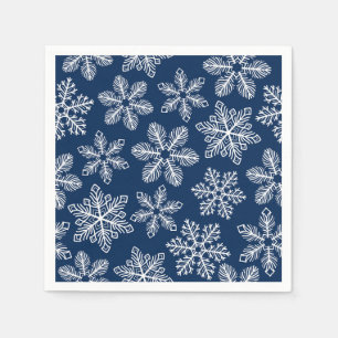 Snowflakes on dark blue napkins