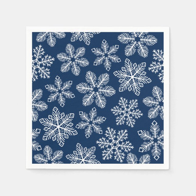 Snowflakes on dark blue napkins (Front)