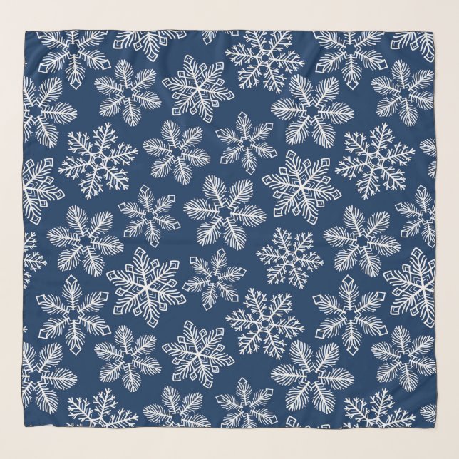 Snowflakes on dark blue scarf (Front)