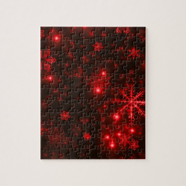 Snowflakes on Deep Red Background Jigsaw Puzzle (Vertical)