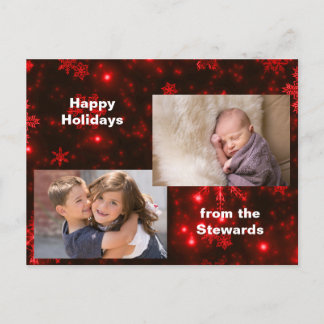 Snowflakes on Deep Red Holiday Photo Postcard