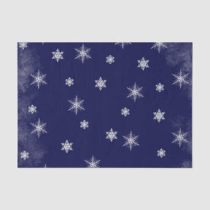Snowflakes on Drk Blue Grunge 01-TISSUE WRAP PAPER