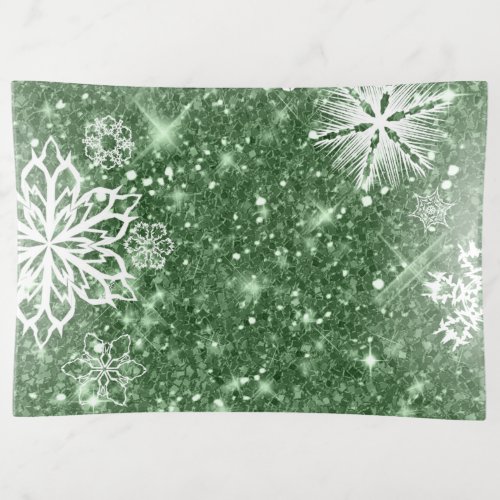 Snowflakes on Glitter Green ID454 Trinket Tray