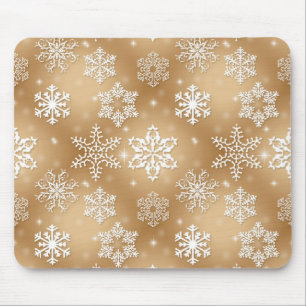 Snowflakes On Gold Mouse Pad