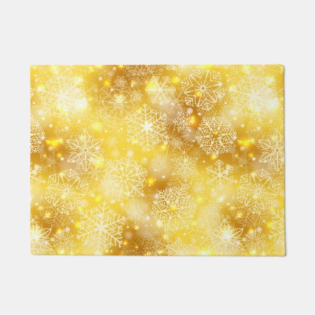 Snowflakes on golden doormat (Front)