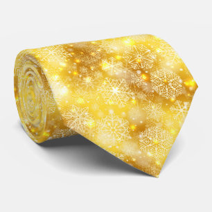 Snowflakes on golden neck tie