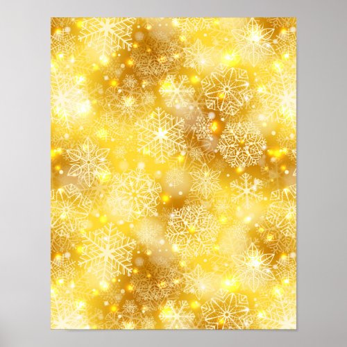 Snowflakes on golden poster