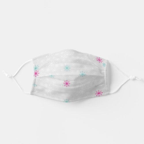 snowflakes on gray adult cloth face mask