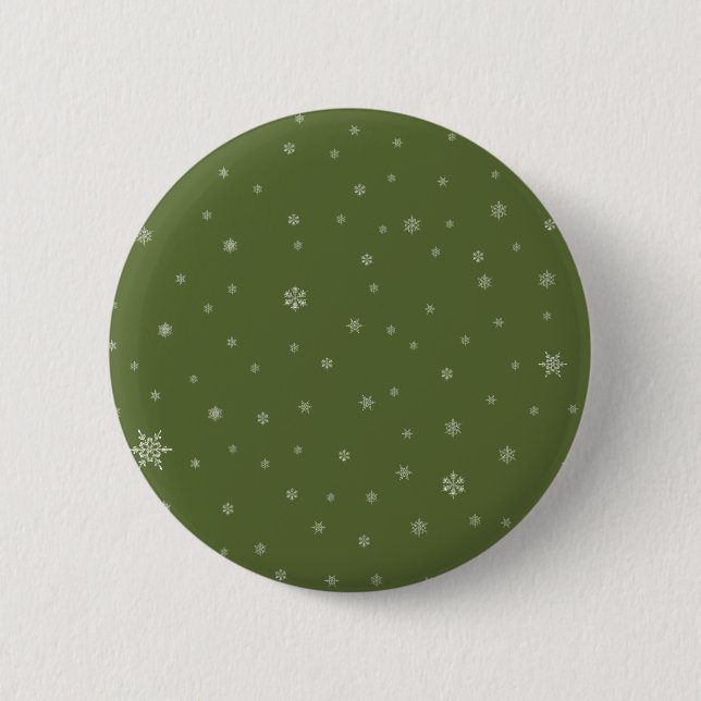 Snowflakes on Green Pinback Button (Front)