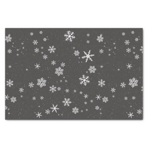 Snowflakes on Grey Winter Christmas Holiday Tissue Paper