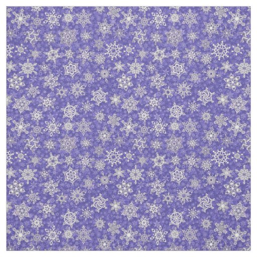 snowflakes on lilac violet snowstorm background fabric