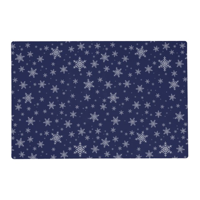 Snowflakes on Navy Blue Placemat (Front)