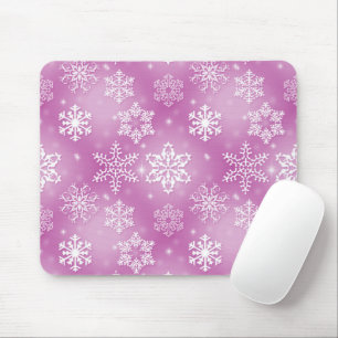 Snowflakes On Pink Mouse Pad