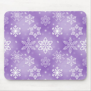 Snowflakes On Purple Mouse Pad