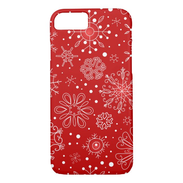 Snowflakes on Red Background Case-Mate iPhone Case (Back)