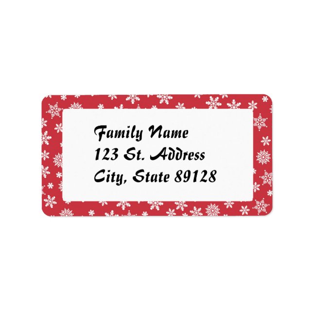 Snowflakes on Red Background Label (Front)