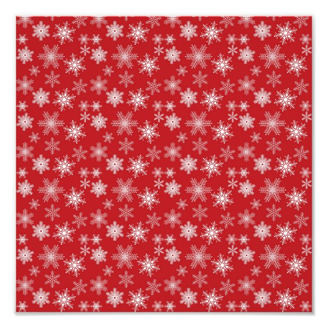 Snowflakes on Red Background Photo Print (Front)