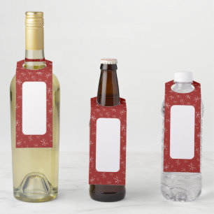Snowflakes on Red Bottle Hanger Tag