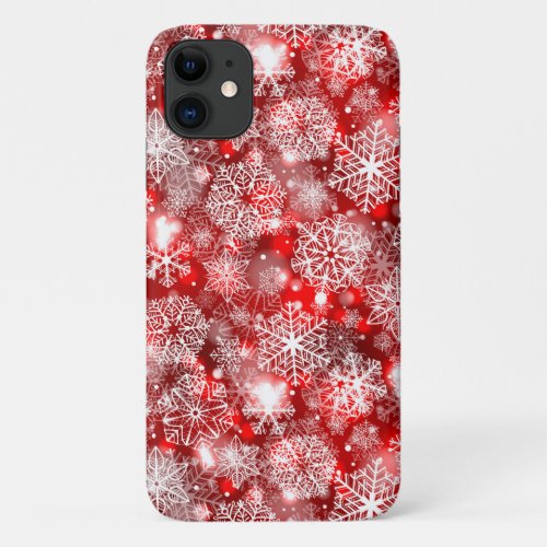 Snowflakes on red iPhone 11 case