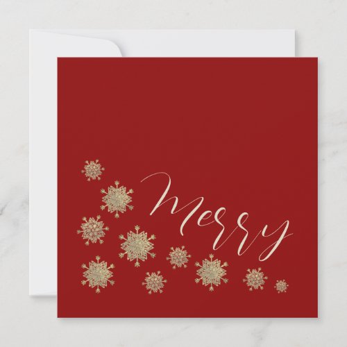 Snowflakes on Red Christmas Non_Photo Holiday Card