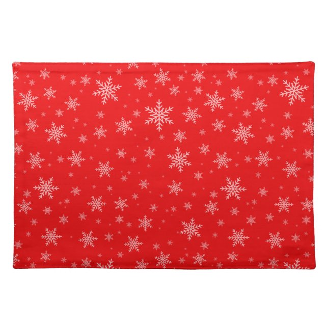 Snowflakes on Red Cloth Placemat (Front)