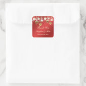 Snowflakes on red Cristmas Thank You Sticker (Bag)